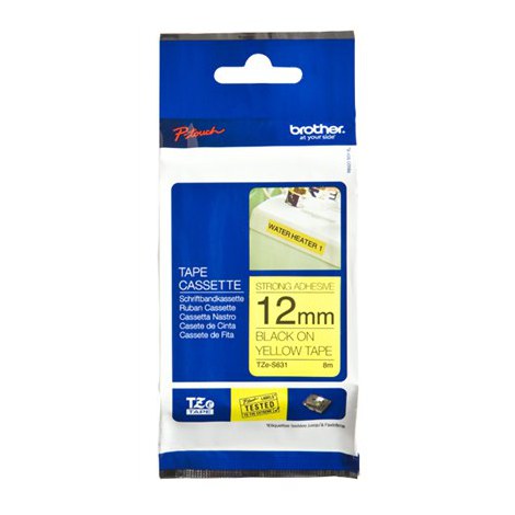Brother | S631 | Laminated tape | Thermal | Black on yellow | Roll (1.2 cm x 8 m) - 3